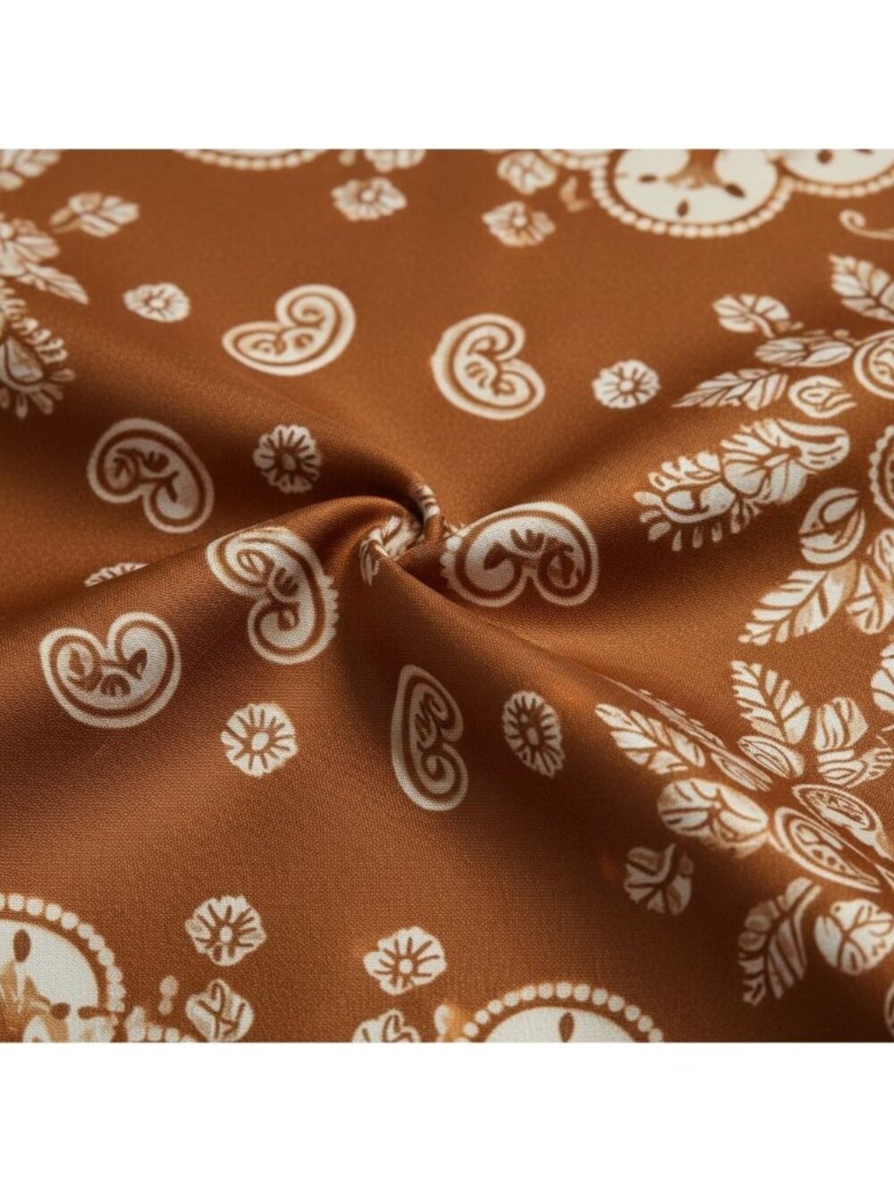 Caramel Brown Satin Paisley Scarf Bandana 26x26 Western Cowgirl Wild Rag - Picture 2 of 8